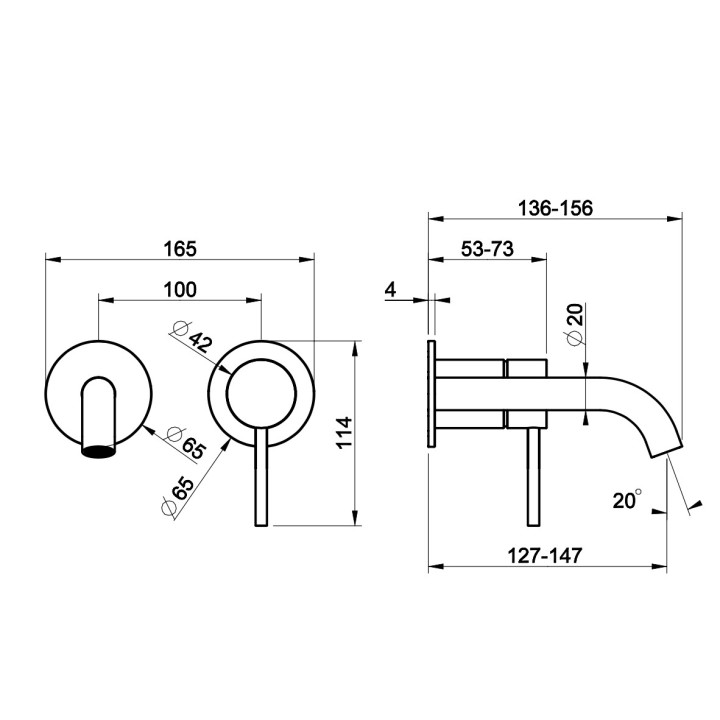 Bateria umywalkowa Gessi Cessello, podtynkowa, krótka wylewka, stal szczotkowana