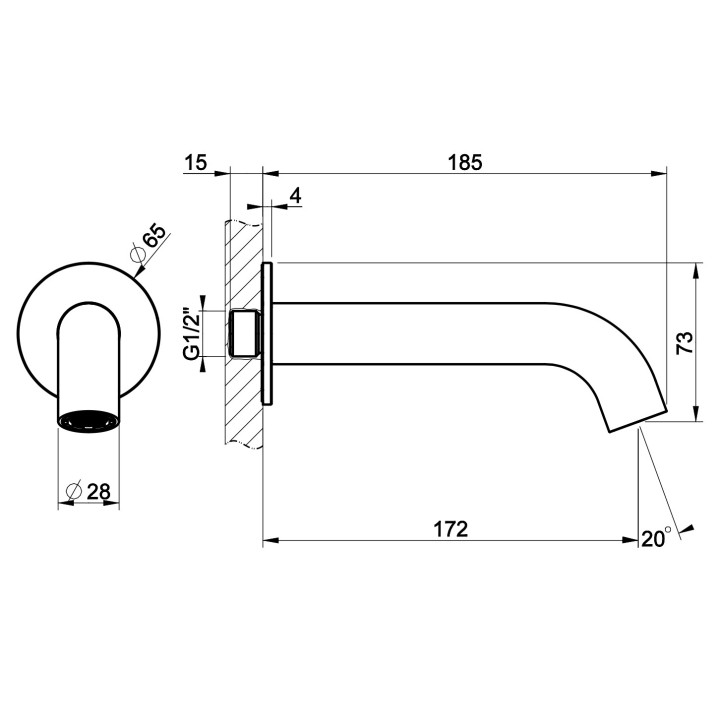Wylewka wannowa wolnostojąca Gessi Bath316, wysokość 805mm, stal szczotkowana
