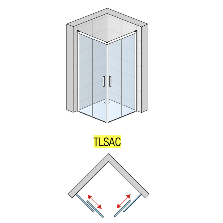 Kabina kwadratowa narożna Sanswiss Top-Line S, 80x80cm, drzwi rozsuwane, szkło przezroczyste, profil czarny mat