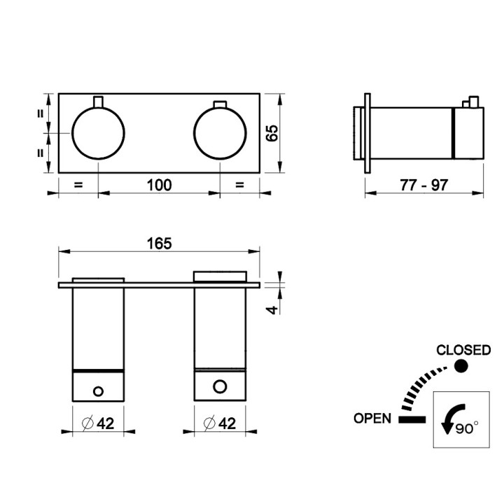 Termostatyczna bateria natryskowa Gessi Anello, podtynkowa, 1 wyjście wody, chrom