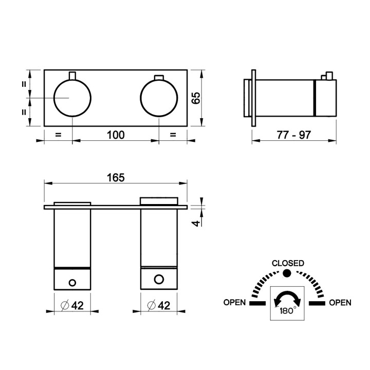 Termostatyczna bateria natryskowa Gessi Shower316, podtynkowa, 1 wyjście wody, stal szczotkowana
