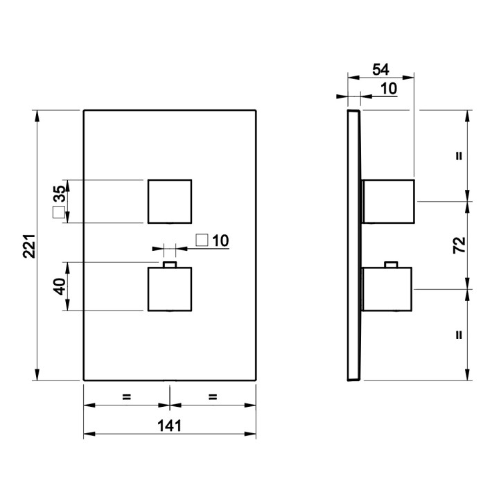 Bateria wannowo-natryskowa Gessi Rettangolo Shower, podtynkowa, 2 wyjścia wody, przełącznik, chrom