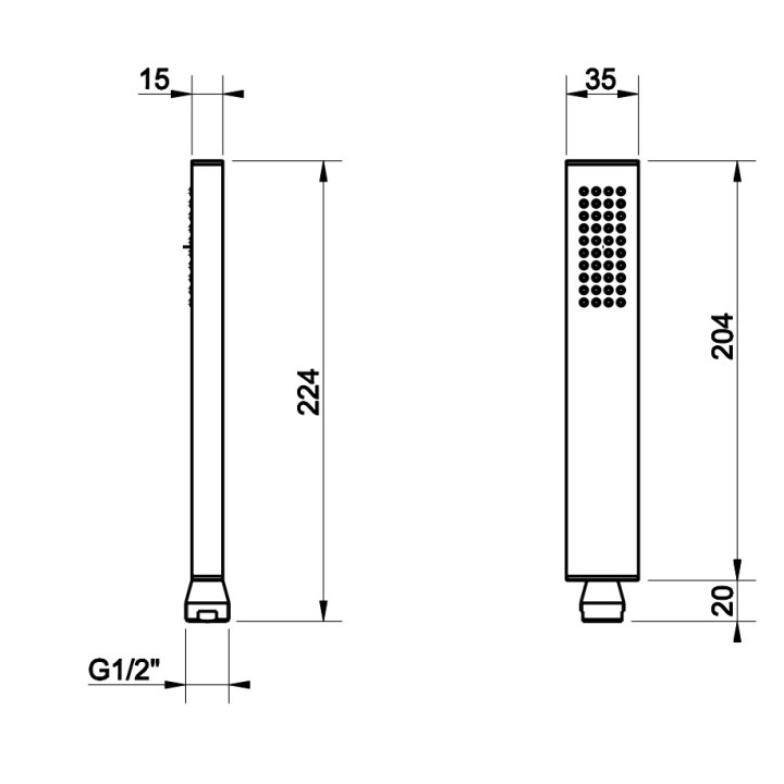 Słuchawka prysznicowa Gessi Rettangolo Shower, 1-funkcyjna, chrom