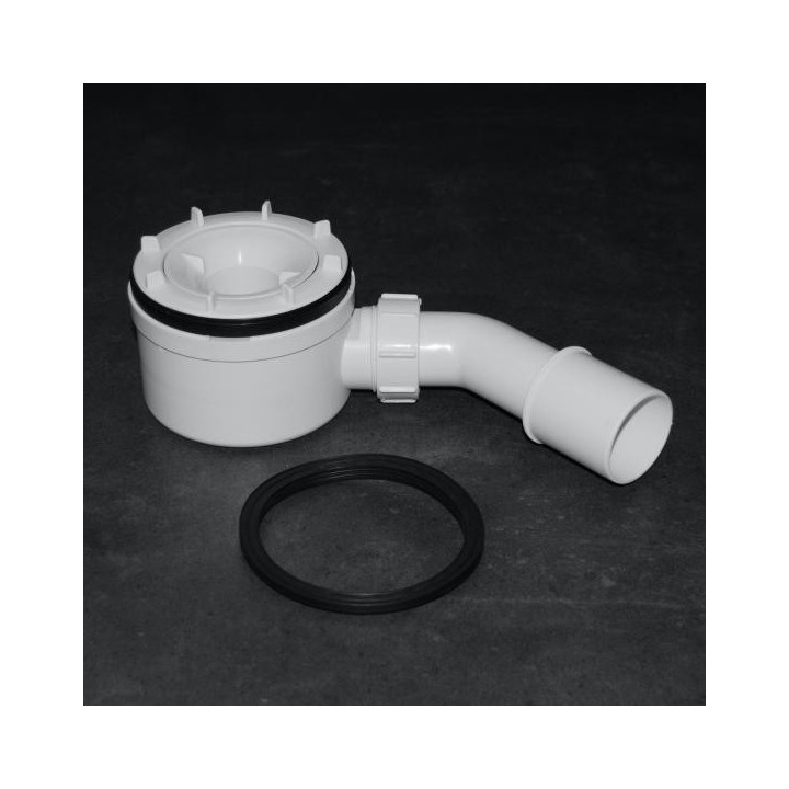 Syfon do brodzika Hüppe EasyFlat płaski z wysokością zabudowy 53 mm - biały