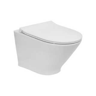 Miska podwieszana WC Roca Gap Rimless Round Compacto, 48x35,5cm, bez kołnierza - biała