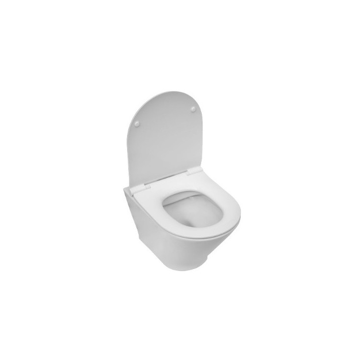 Miska podwieszana WC Roca Gap Rimless Round Compacto, 48x35,5cm, bez kołnierza - biała