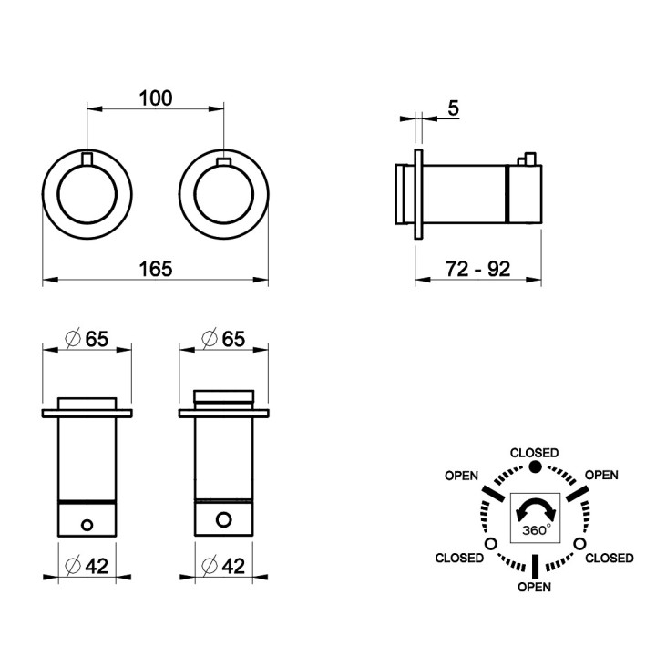 Termostatyczna bateria natryskowa Gessi Anello, podtynkowa, 2-otworowa, 2 wyjścia wody, chrom