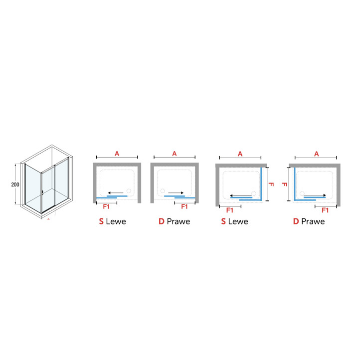 Drzwi prysznicowe lewe Novellini Opera 2P 97-101x200cm szkło przeźroczyste, profil chrom - sanitbuy.pl