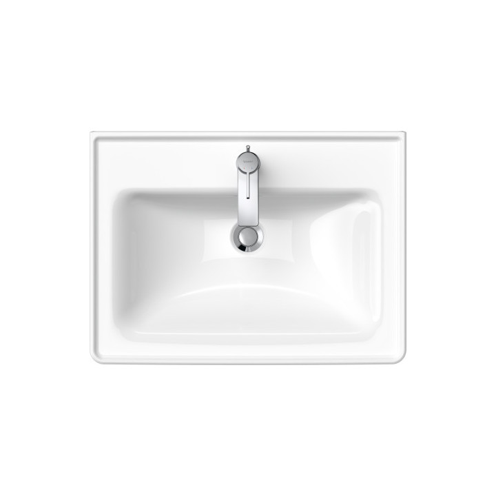 Umywalka wisząca/meblowa Duravit D-Neo, 65x48cm, z przelewem, otwór na baterię, biała