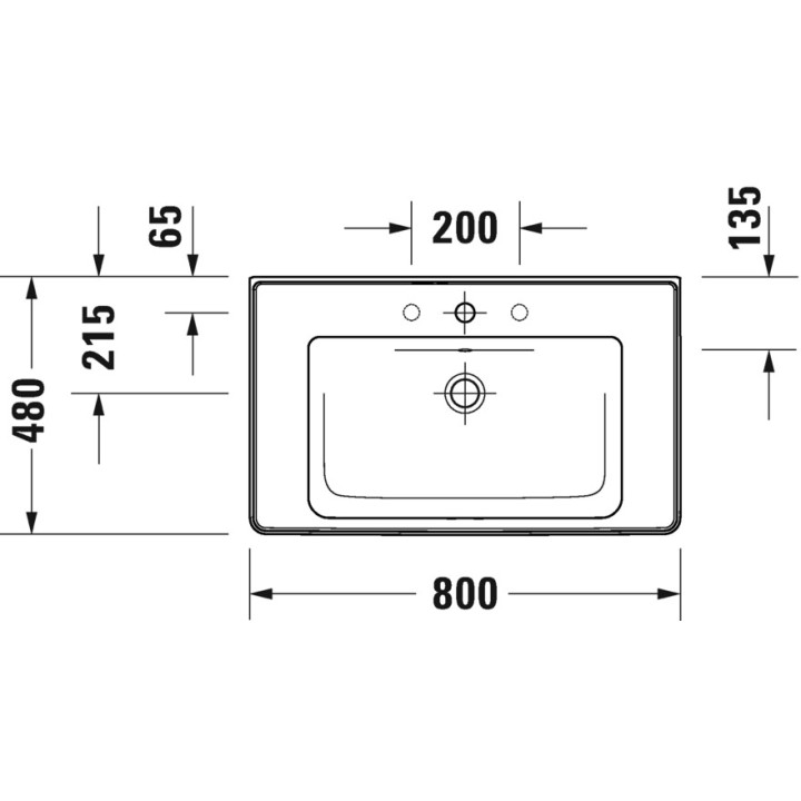 Umywalka wisząca/meblowa Duravit D-Neo, 65x48cm, z przelewem, otwór na baterię, biała