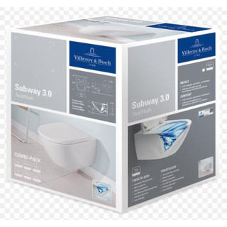 Miska wisząca WC Villeroy&Boch Subway 3.0, 56x37cm, bez kołnierza, TwistFlush, Weiss Alpin, z powłoką CeramicPlus