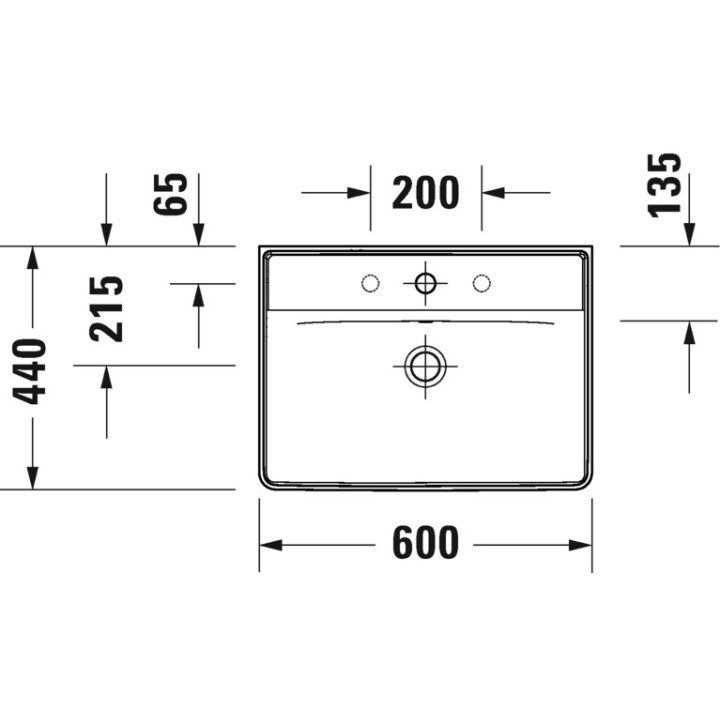 Umywalka wisząca Duravit D-Neo, 55x44cm, z przelewem, otwór na baterię, biała