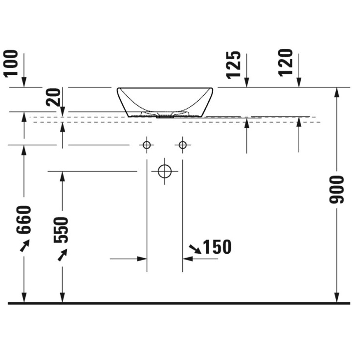 Umywalka blatowa Duravit D-Neo, 60x43,5cm, bez przelewu, bez otworu na baterię, biała