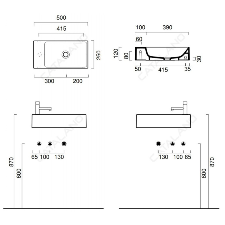 Umywalka wisząca Catalano Verso lub nablatowa 50x25 cm, biała - sanitbuy.pl