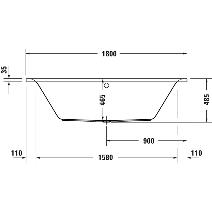 Wanna prostokątna Duravit D-Neo, 180x80cm, akrylowa, 1 oparcie ukośnie, biała
