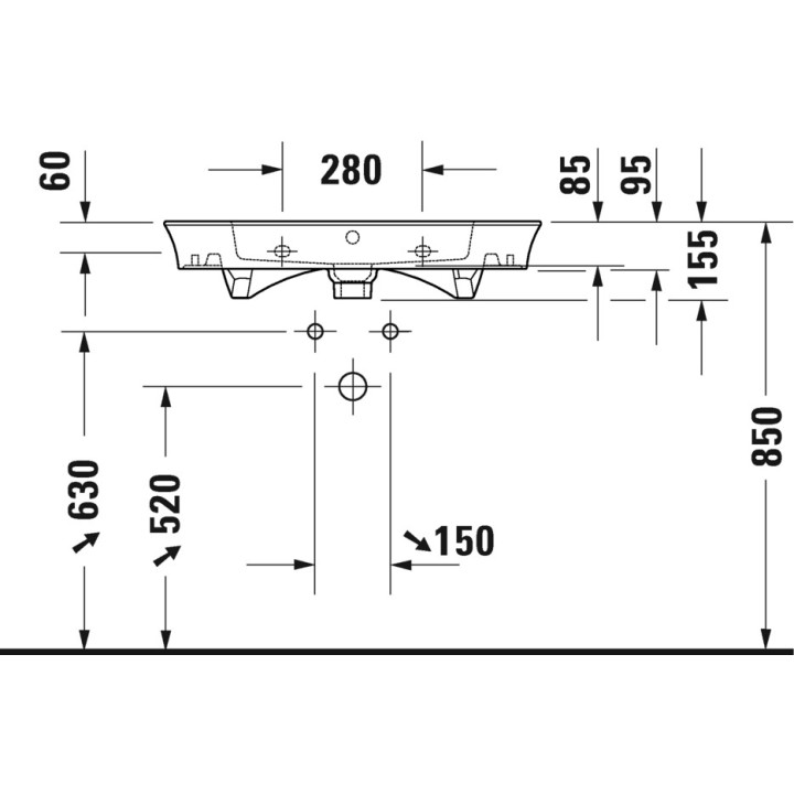 Umywalka wisząca/meblowa Duravit White Tulip, 75x49cm, z przelewem, otwór na baterię, biała