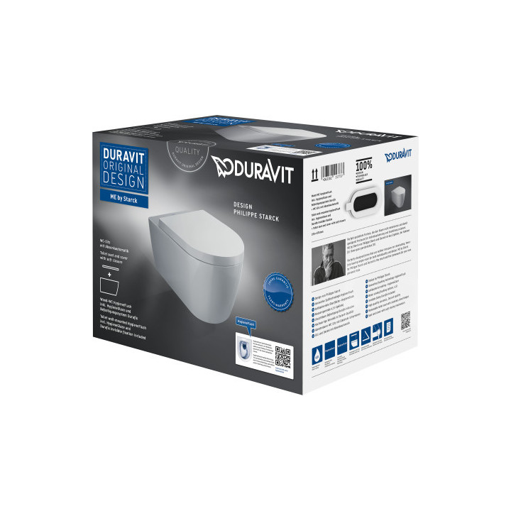 Miska toaletowa wisząca Duravit White Tulip Rimless, 54x37cm, bez rantu spłukującego, mocowanie Durafix, HygieneFlush, biała