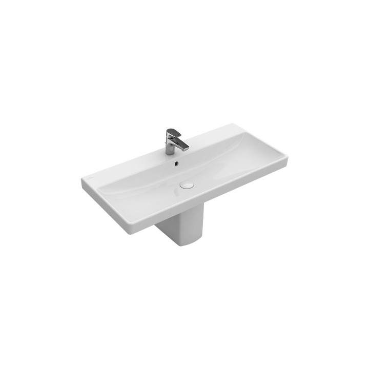 Umywalka meblowa Villeroy&Boch Avento, 100x47cm, przelew, otwór na baterię, CeramicPlus, Stone White