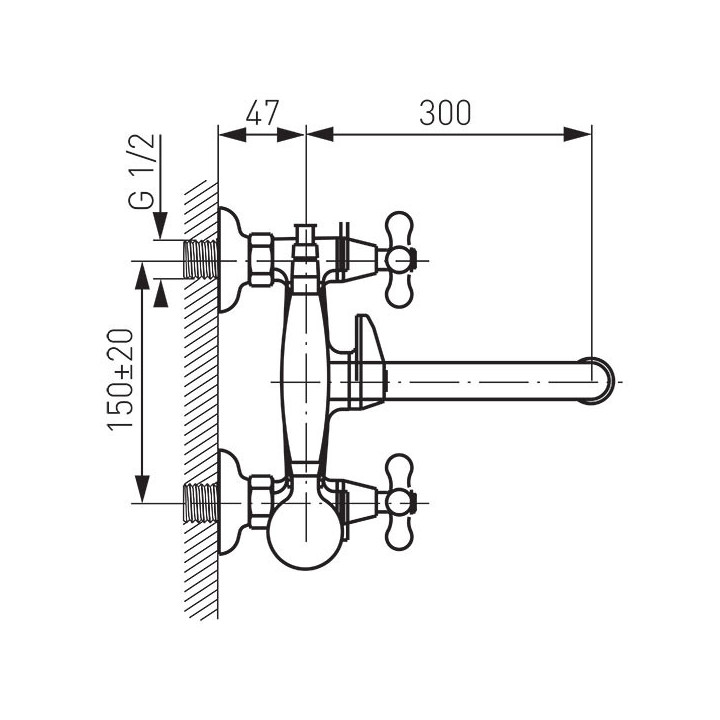 Bateria wannowa Ferro Retro ścienna- sanitbuy.pl