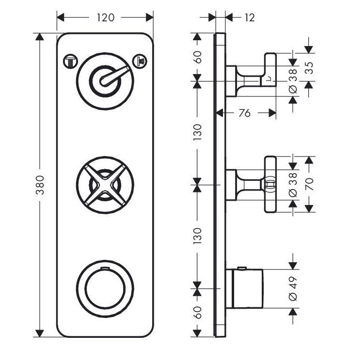 Bateria wannowa termostatyczna  Axor Citterio E, 4- otworowa, do montażu na brzegu wanny- sanitbuy.pl
