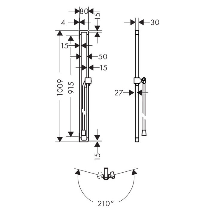 Drążek prysznicowy Axor Citterio E 0,90m, chrom- sanitbuy.pl