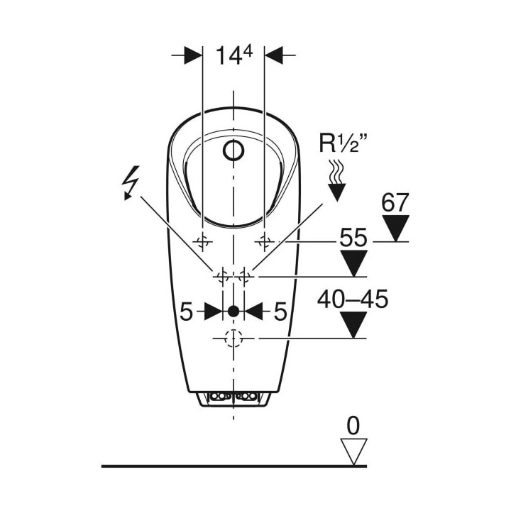 Pisuar Geberit Preda, do armatury zintegrowanej, biały