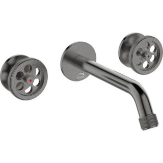 Bateria umywalkowa Laveo Muro, podtynkowa, 3-otworowa, wylewka 179mm, korek, grafit