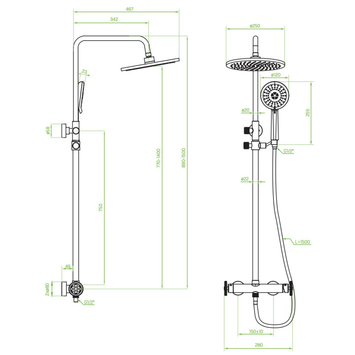 Bateria umywalkowa Laveo Muro, podtynkowa, 3-otworowa, wylewka 179mm, korek, grafit