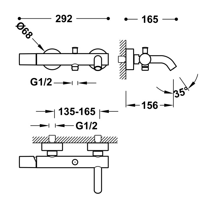 Bateria wannowa Tres Study Exclusive z zestawem punktowym, czarny matowy, 26117001NM