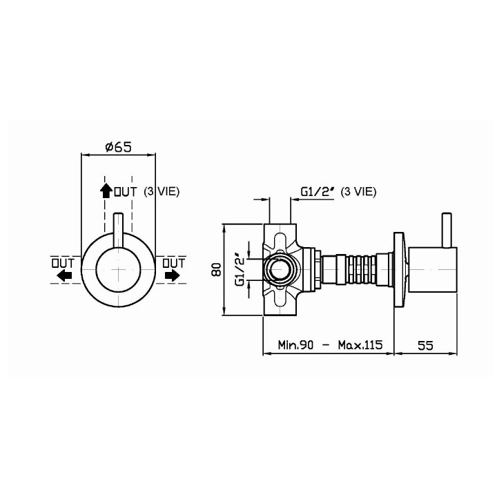 Bateria natryskowa Zucchetti Isystick termostatyczna natynkowa 2 drożna, chrom- sanitbuy.pl