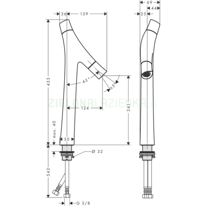  AXOR Starck Organic 2-uchwytowa bateria umywalkowa 240