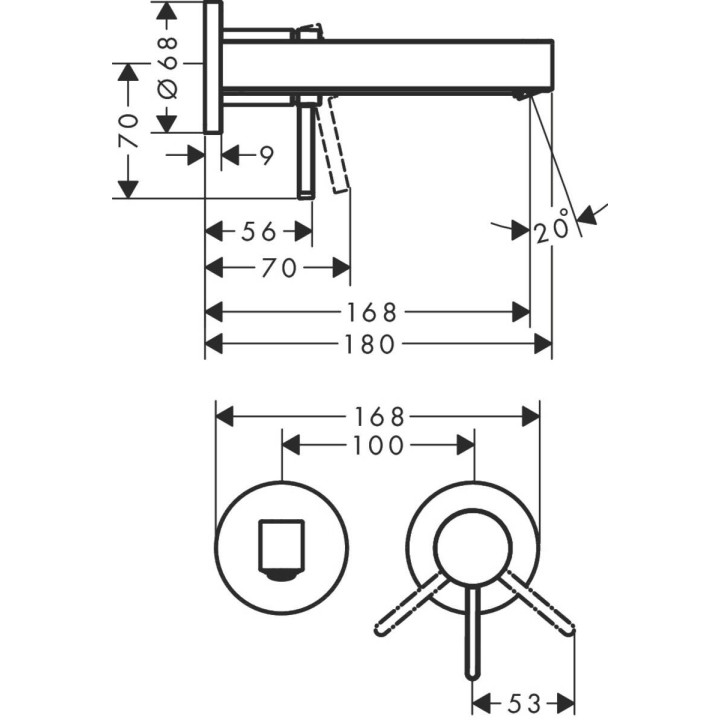 Bateria umywalkowa Hansgrohe Finoris, podtynkowa, 2-otworowa, wylewka 22,5cm, czarny mat