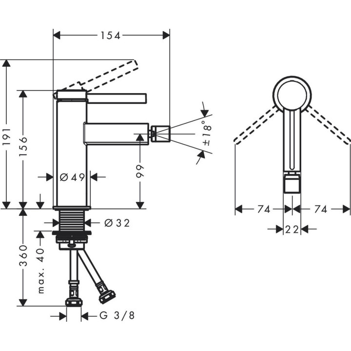 Bateria umywalkowa Hansgrohe Finoris, stojąca, obracana wylewka, wysokość 248mm, komplet odpływowy push-open, chrom