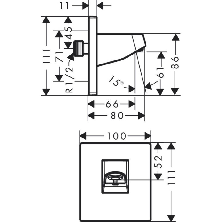 Przyłącze ścienne Hansgrohe Pulsify, do głowicy prysznicowej 260mm, chrom
