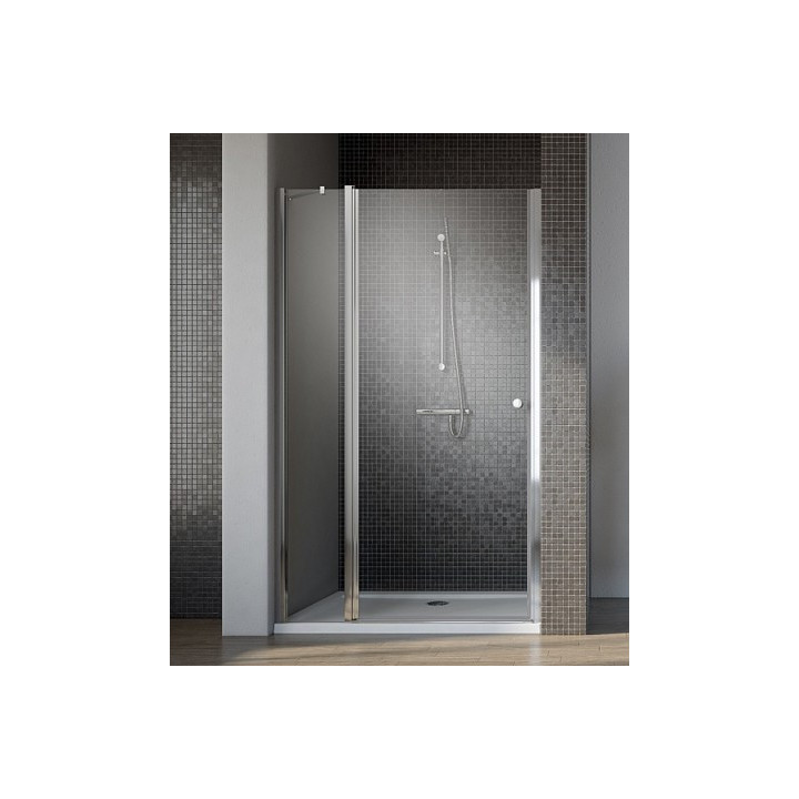 Drzwi przesuwne do wnęki Radaway Furo Black DWJ RH 100, prawe, ze ścianką, 100x200cm, okrągły uchwyt, szkło przejrzyste, profil 