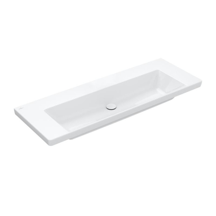 Umywalka meblowa Villeroy & Boch Subway 3.0, 130x47cm, z przelewem, 2 otwory na armaturę, Weiss Alpin