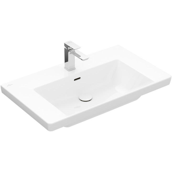 Umywalka meblowa Villeroy & Boch Subway 3.0, 100x47cm, z przelewem, otwór na armaturę, Weiss Alpin