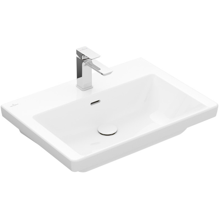 Umywalka meblowa Villeroy & Boch Subway 3.0, 80x47cm, z przelewem, otwór na armaturę, Weiss Alpin