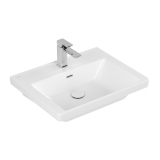 Umywalka meblowa Villeroy & Boch Subway 3.0, 65x47cm, z przelewem, otwór na armaturę, Weiss Alpin