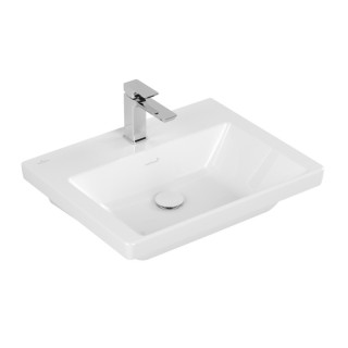 Umywalka meblowa Villeroy & Boch Subway 3.0, 65x47cm, z przelewem, otwór na armaturę, Weiss Alpin