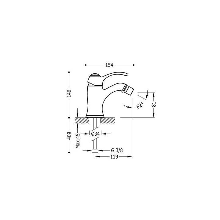 Bateria bidetowa Tres-Clasic - mosiądz antyczny