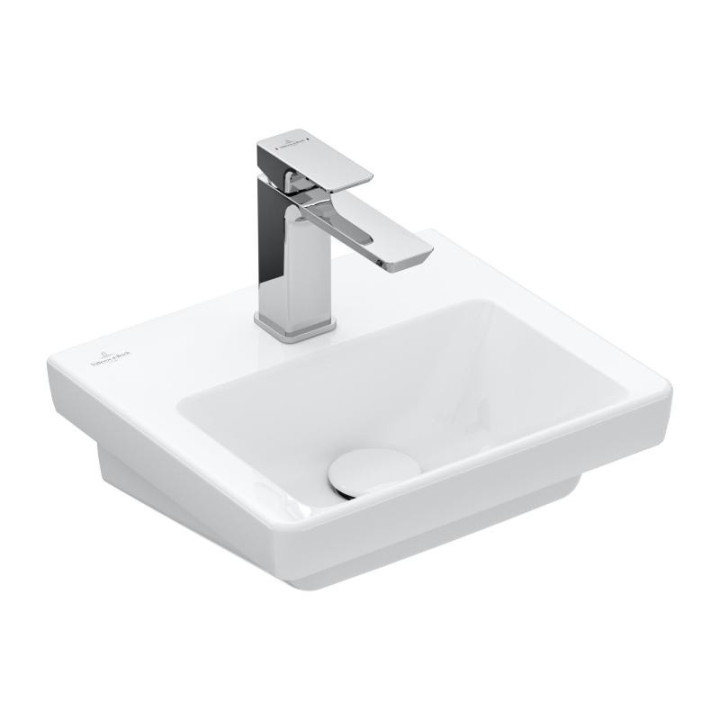 Umywalka wisząca/meblowa Villeroy & Boch Subway 3.0, 45x37cm, z przelewem, otwór na armaturę, Weiss Alpin
