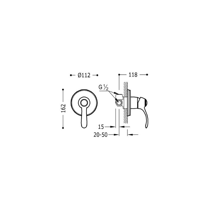Jednouchwytowa bateria podtynkowa (1‑drożna)