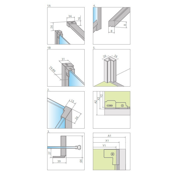 Ścianka boczna S1 70 Radaway Nes KDJ II, przejrzysta, 700x2000mm, profil chrom