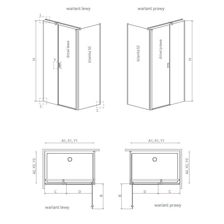 Ścianka boczna S1 70 Radaway Nes KDJ II, przejrzysta, 700x2000mm, profil chrom
