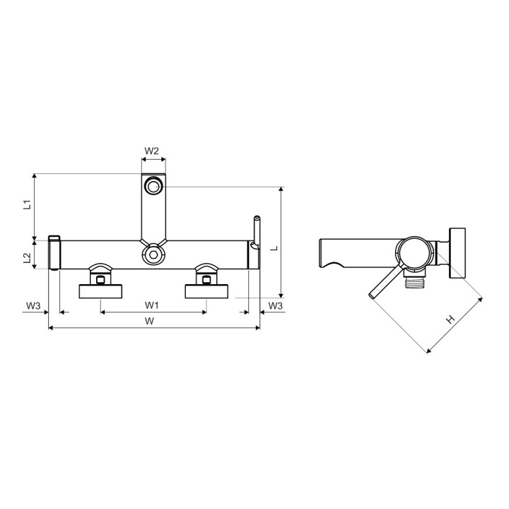 Bateria wannowa Excellent Pi, natynkowa, 2 wyjścia wody, wylewka 158mm, złoty