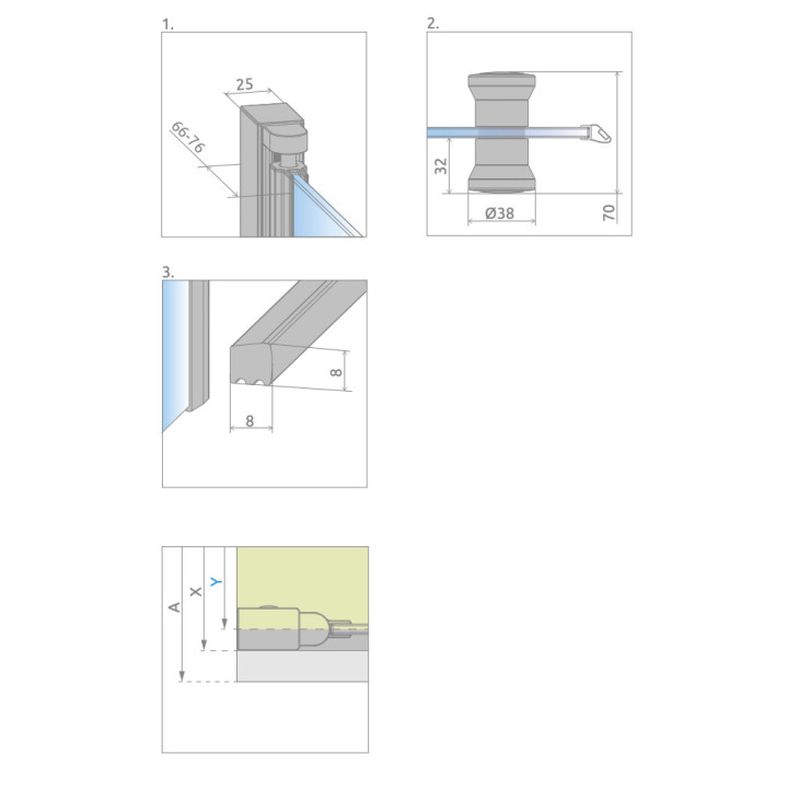Kabina półokrągła Radaway Essenza New Black PDD 90 część prawa 86.7-88-2x200cm, profil czarny, szkło przejrzyste