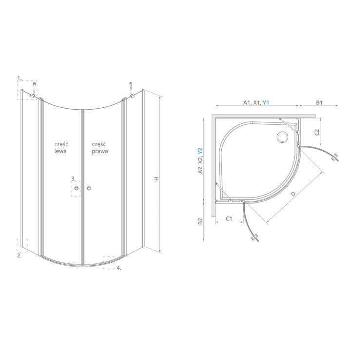 Kabina półokrągła Radaway Eos PDD I, 80x80cm, szkło przejrzyste, profil chrom