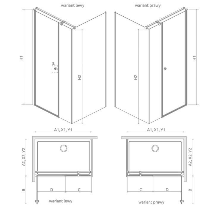 Drzwi prysznicowe Radaway Nes Black KDS II 120, lewe, 1200x2000mm, profil czarny