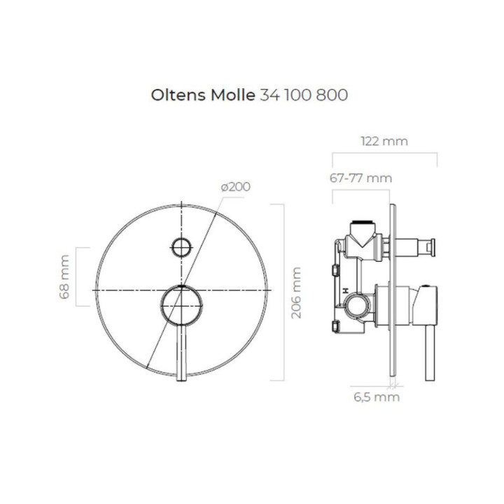 Bateria natryskowa Oltens Molle, podtynkowa, jednouchwytowa, 2 wyjścia wody, chrom